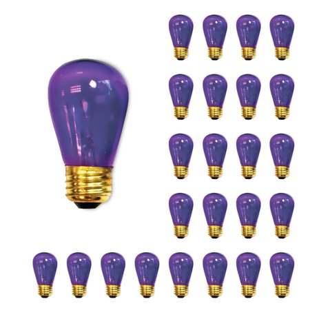 BULBRITE 11-Watt S14 Transparent Purple Dimmable Incandescent Light Bulb, 25PK 861310